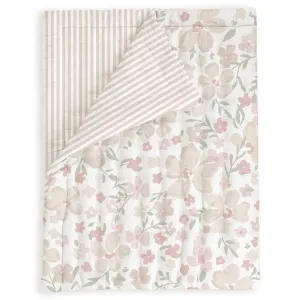 Organic Kids Quilt - Blossom & Beige Stripes