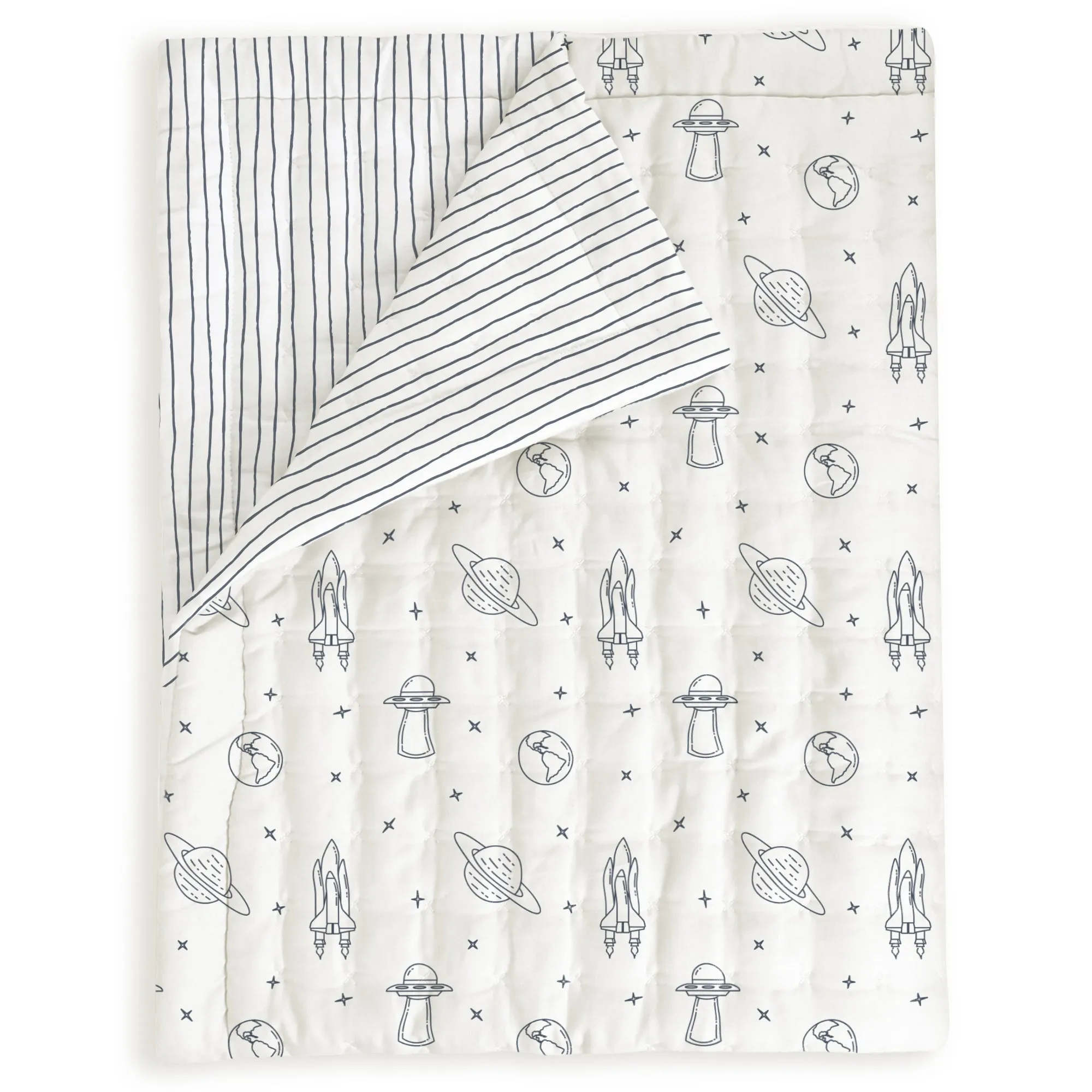 Organic Kids Quilt - Celestial & Cobi Blue Stripes