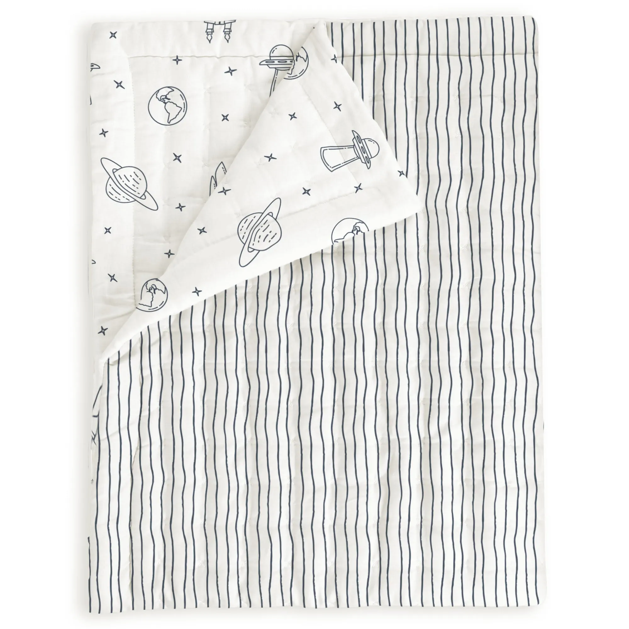 Organic Kids Quilt - Celestial & Cobi Blue Stripes