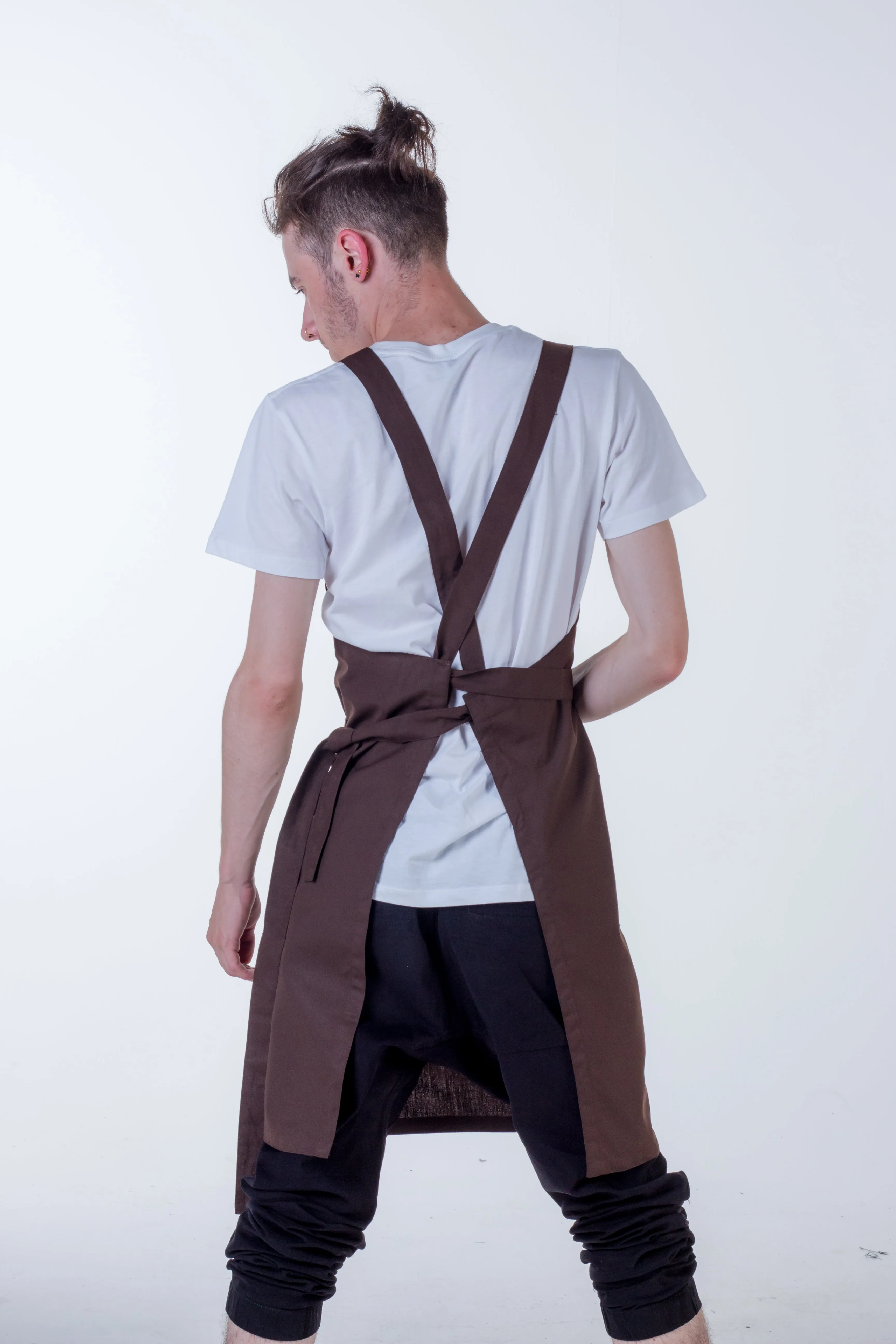 Orthodox Cross Over Apron Chocolate Brown