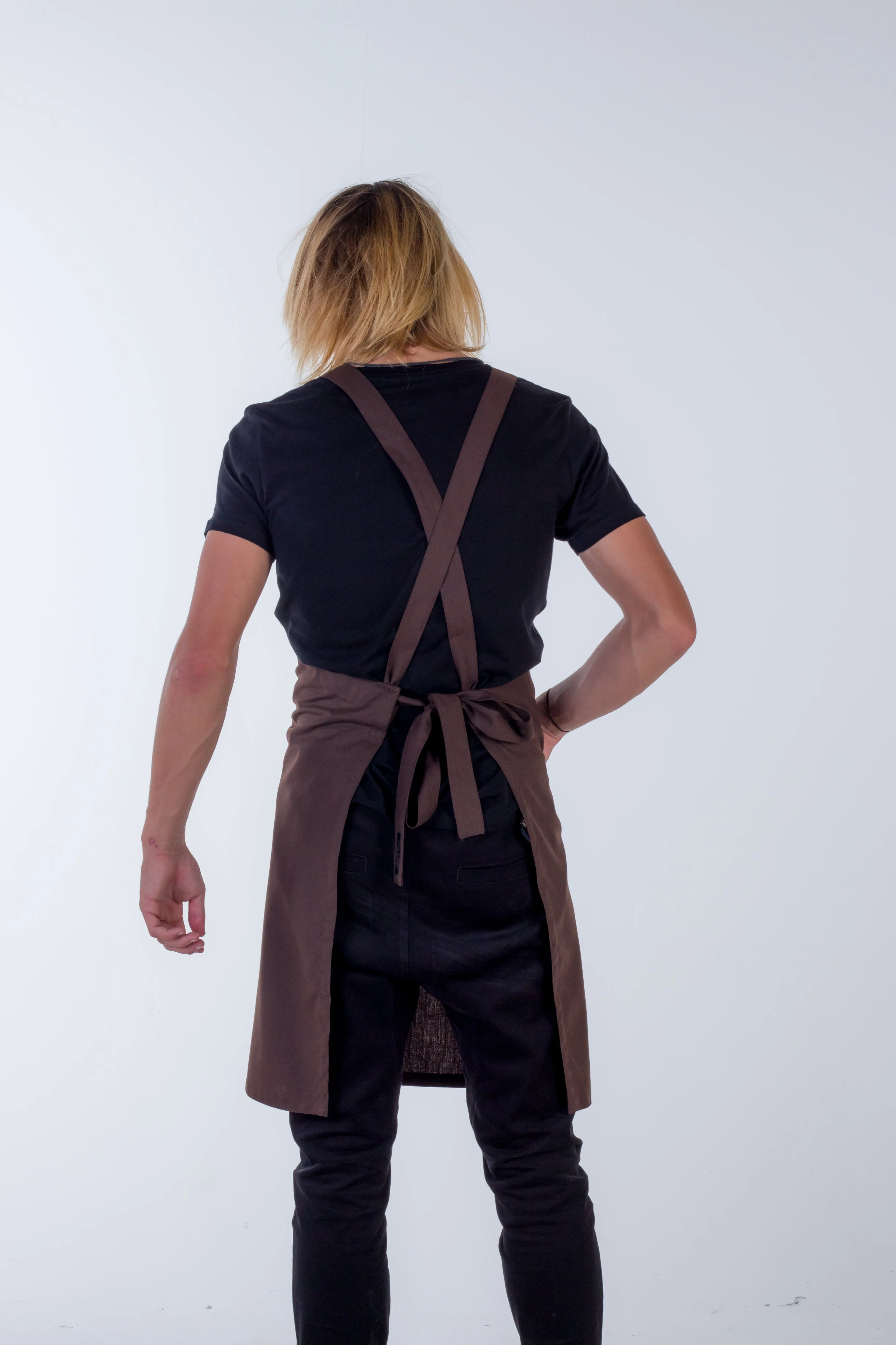 Orthodox Cross Over Apron Chocolate Brown