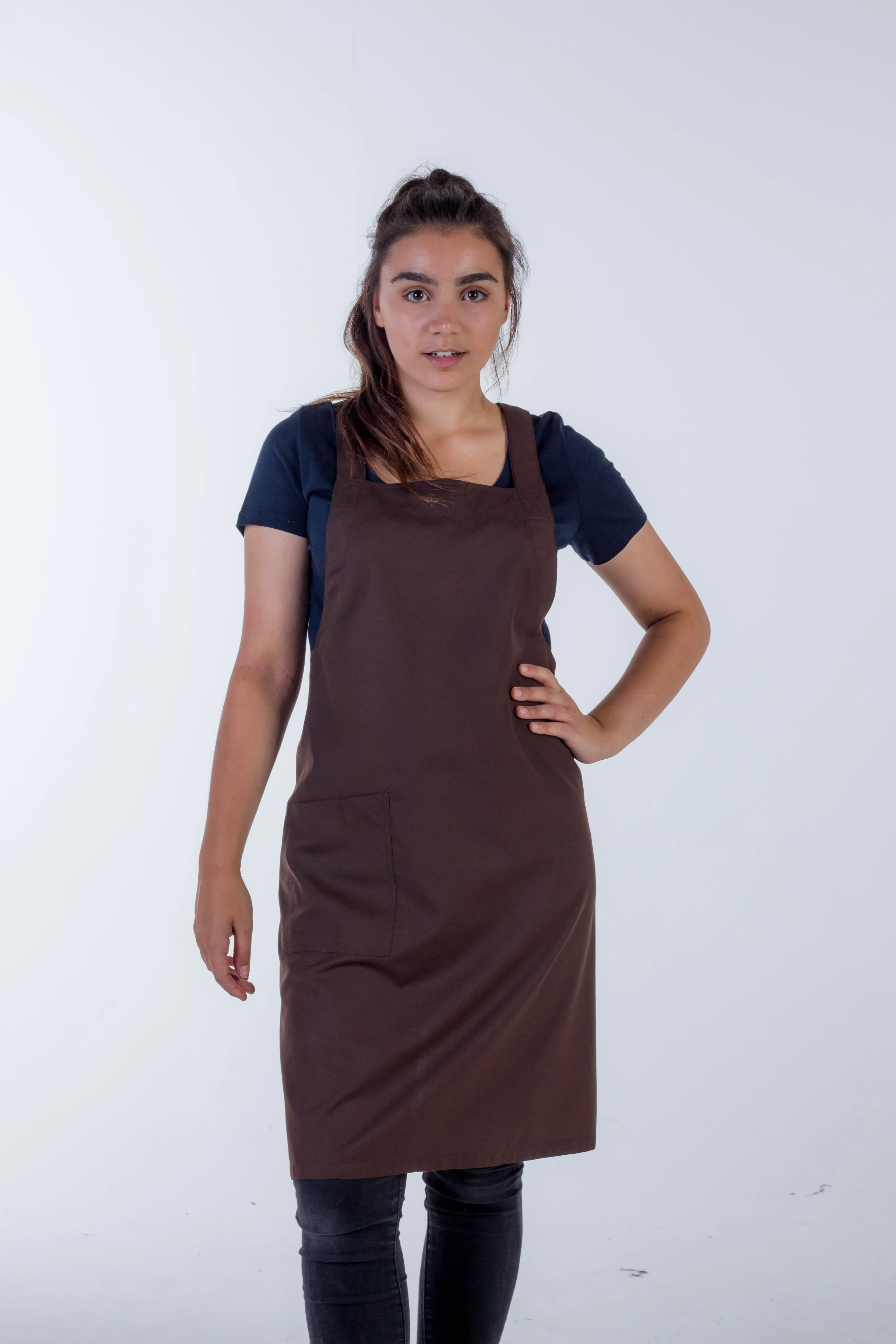 Orthodox Cross Over Apron Chocolate Brown