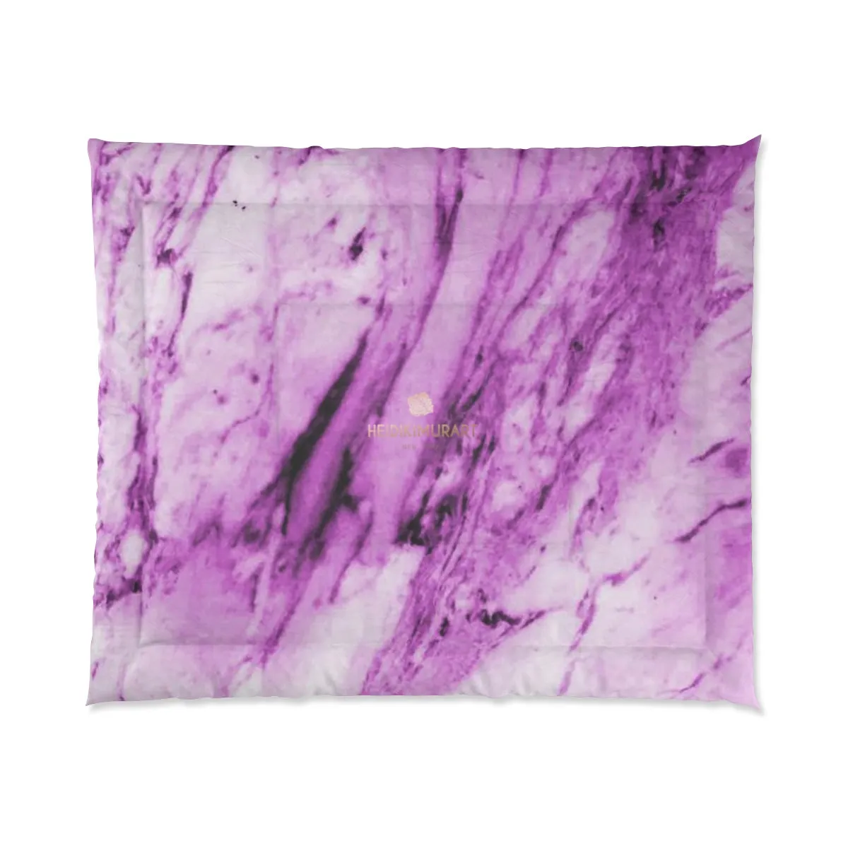 Pink Marble Comforter, White Marble Print Best Comforter For King/Queen/Full/Twin-Printed in USA