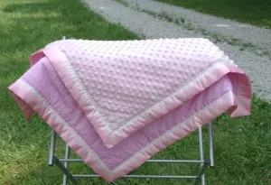 Pink Swirly Print and Pink Minky Blanket