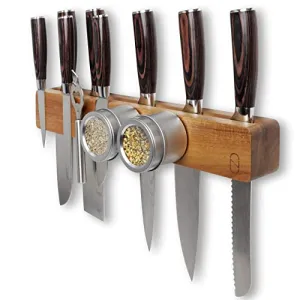 Premium 16 Inch Magnetic Knife Holder for Wall With Double Storage