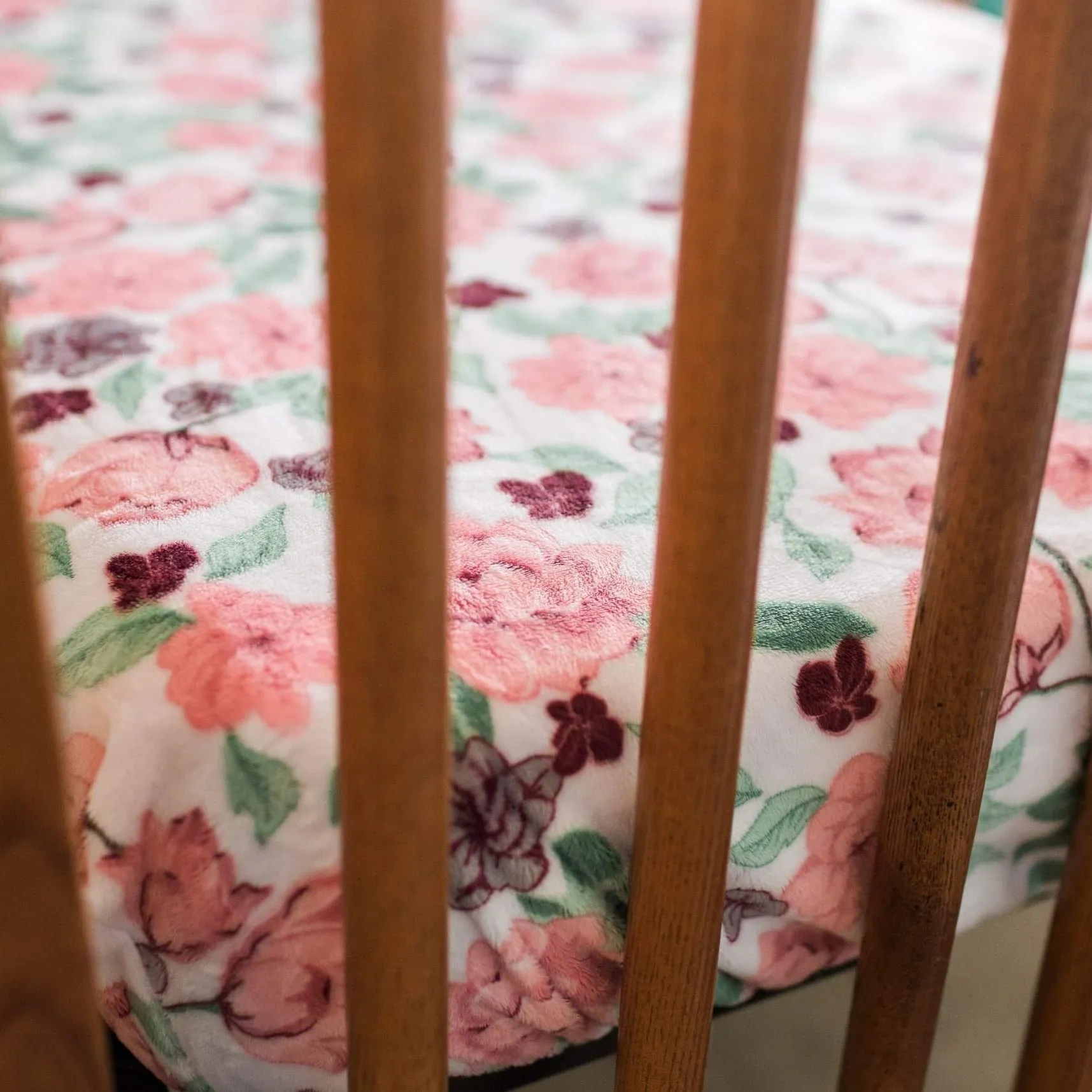 Pretty in Pink Floral Crib Sheet