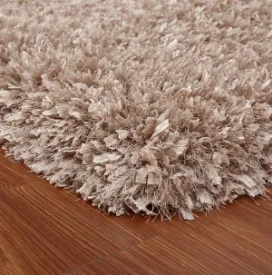 "Coral" Shag Area Rug High Pile in Beige