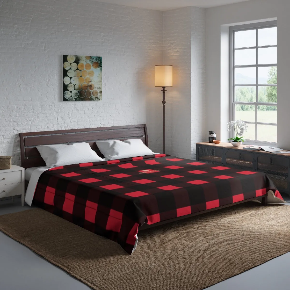 Red Buffalo Plaid Print Comforter, Best Comforter For King/Queen/Full/Twin Bed- Printed in USA