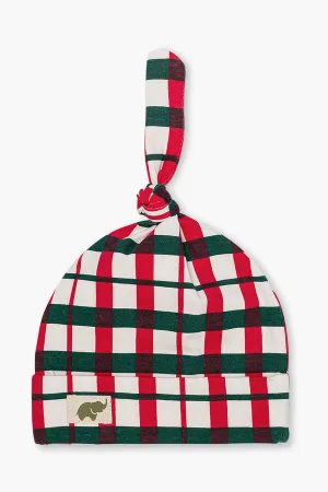 SALE - Top Knot Cap_Festive Plaid