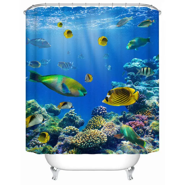 Starfish on The Beach Shower Curtains Bathroom Curtain Waterproof Fabric-shower-curtain High Quality Bathroom Products Y-185