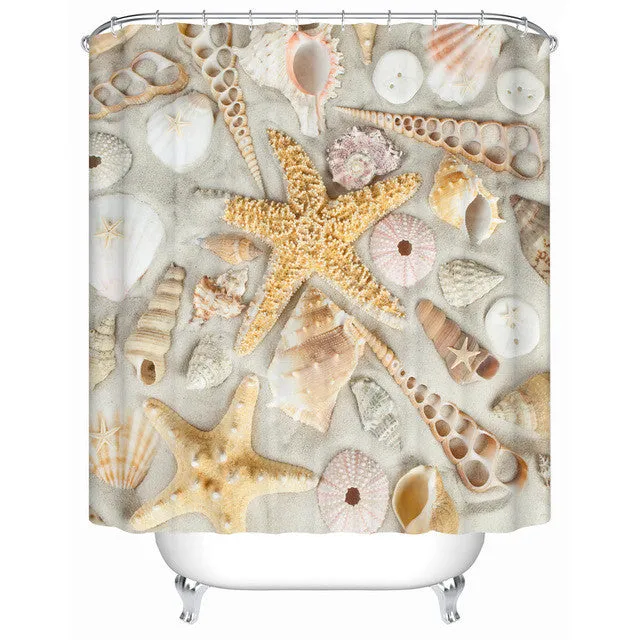 Starfish on The Beach Shower Curtains Bathroom Curtain Waterproof Fabric-shower-curtain High Quality Bathroom Products Y-185