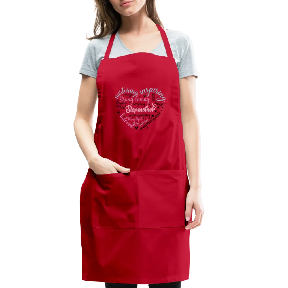 Stepmother Word Art Heart Adjustable Apron