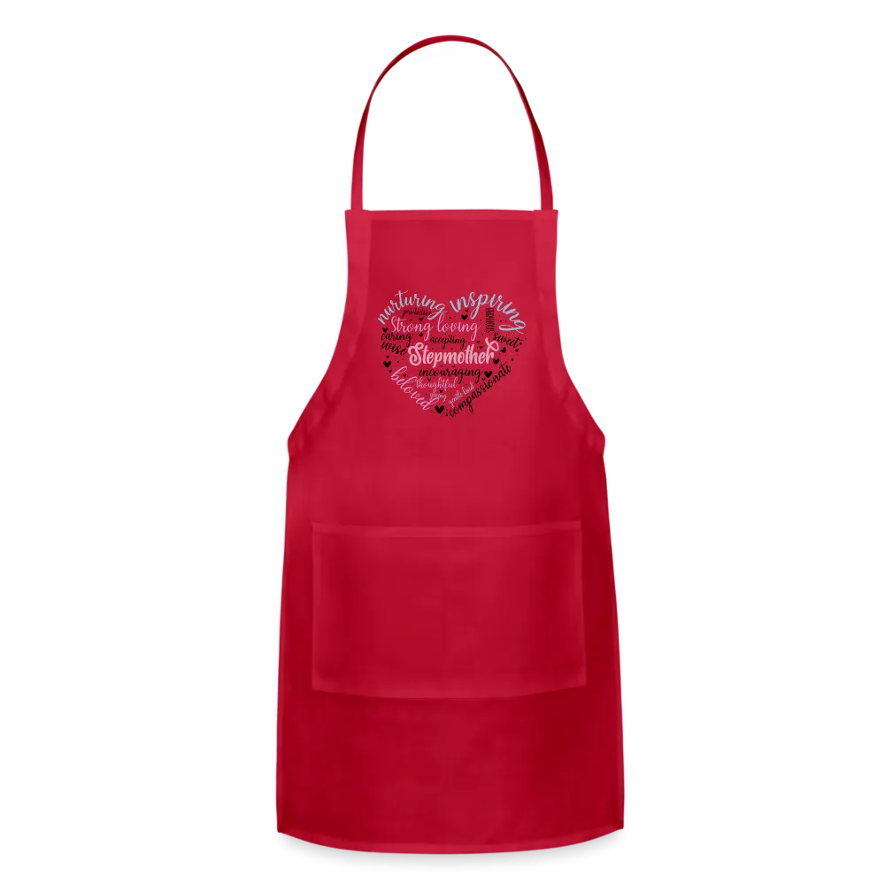 Stepmother Word Art Heart Adjustable Apron