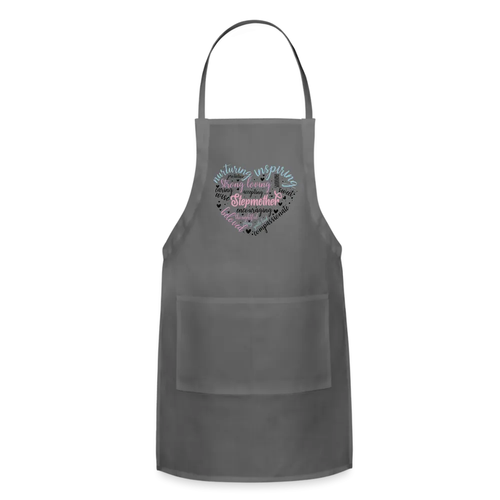 Stepmother Word Art Heart Adjustable Apron