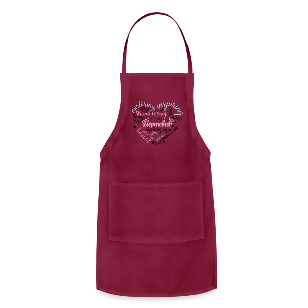 Stepmother Word Art Heart Adjustable Apron