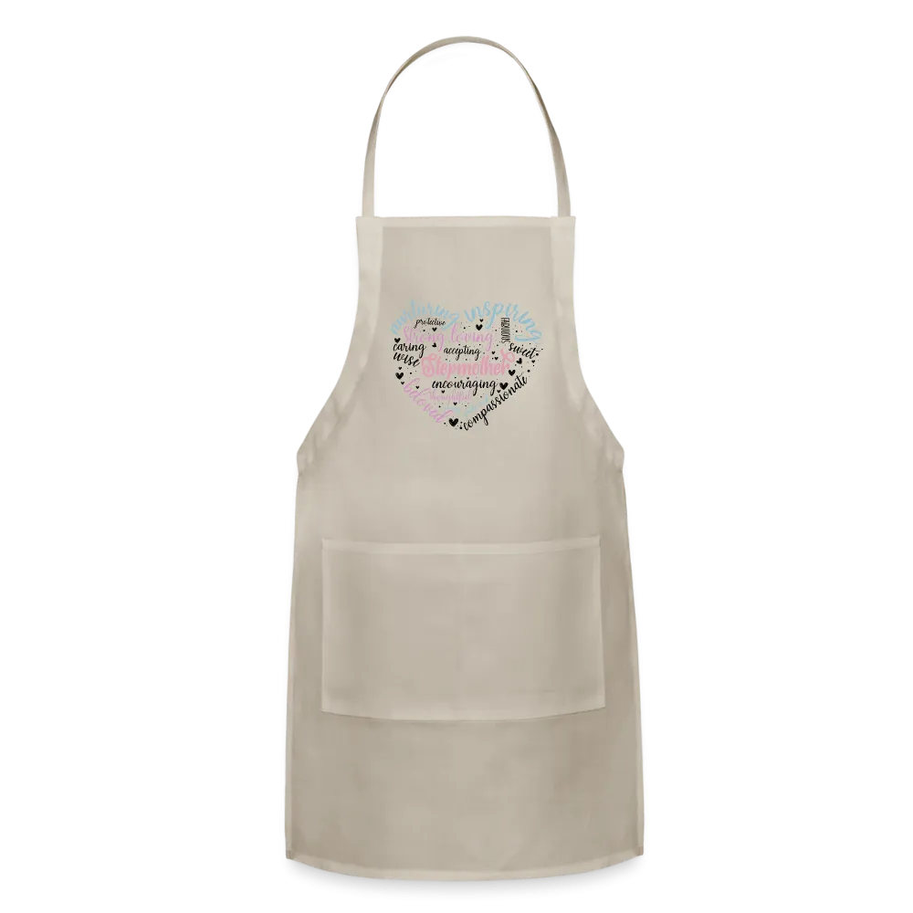 Stepmother Word Art Heart Adjustable Apron