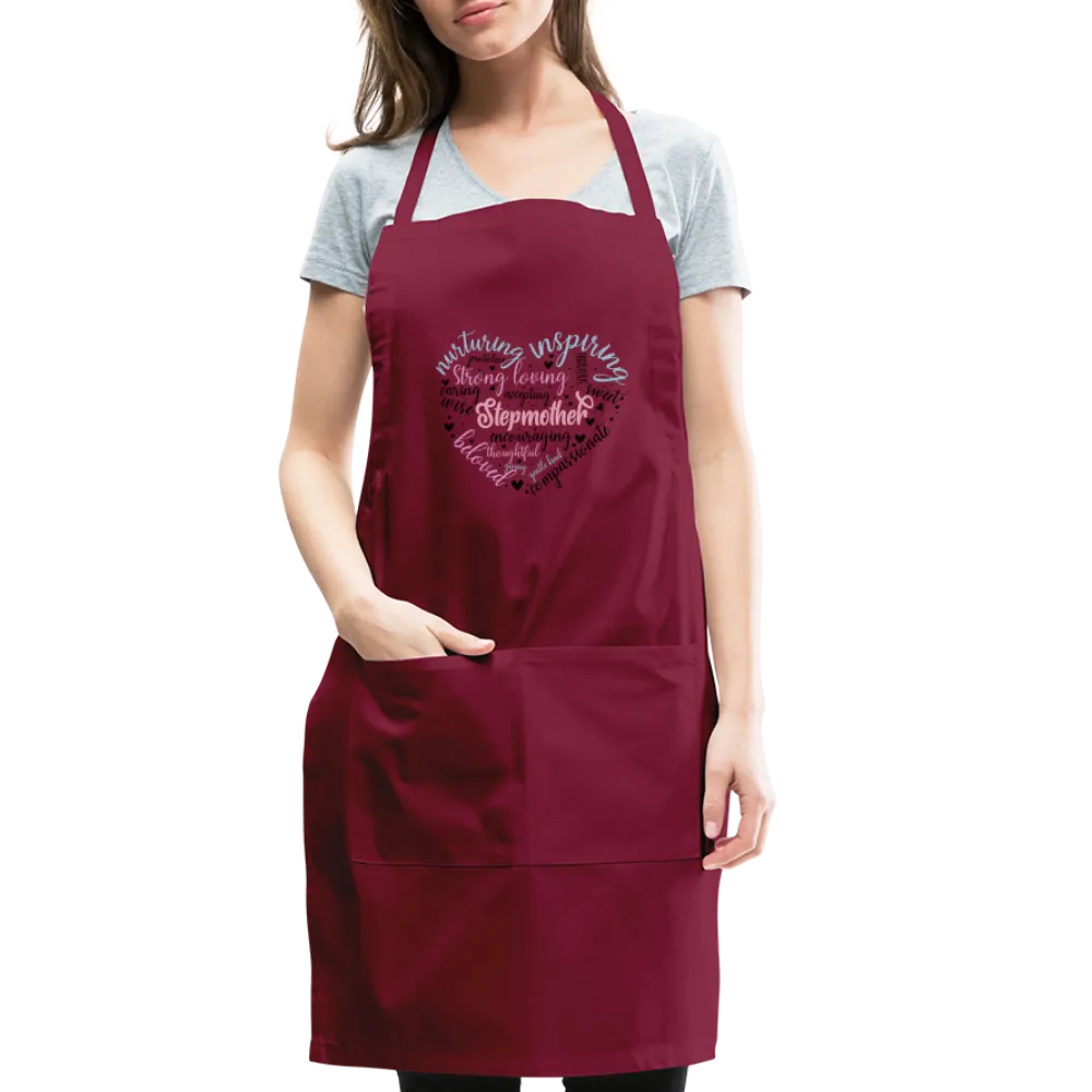 Stepmother Word Art Heart Adjustable Apron