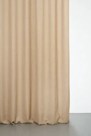 Trevira Outdoor Curtains with Linen Effect in Camel Color