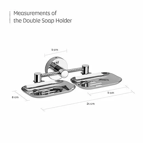 U-S-F BATH ACCESSORIES Premium 304 Grade Stainless Steel Soap Holder - Stylish and Durable Soap Dish for Bathroom, Dual Soap Tray with Modern Design (Chrome Finish, Pack of 1)