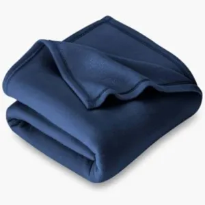 VANU 300 GSM Special for Heavy Winter Plain Light Weight Polar Fleece Blanket (Blue, Single)