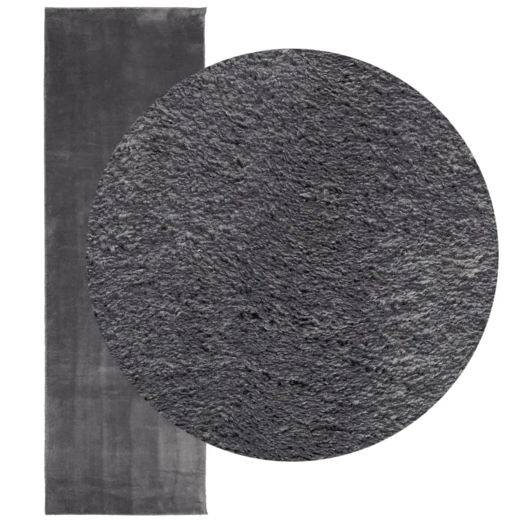 vidaXL HUARTE Short Pile Rug - Soft & Washable Anthracite Rug 80x250 cm | Stylish Modern Fur Look