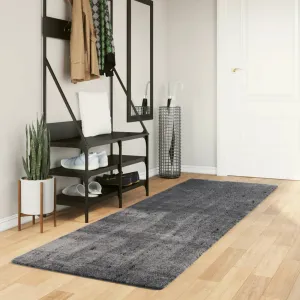 vidaXL HUARTE Short Pile Rug - Soft & Washable Anthracite Rug 80x250 cm | Stylish Modern Fur Look