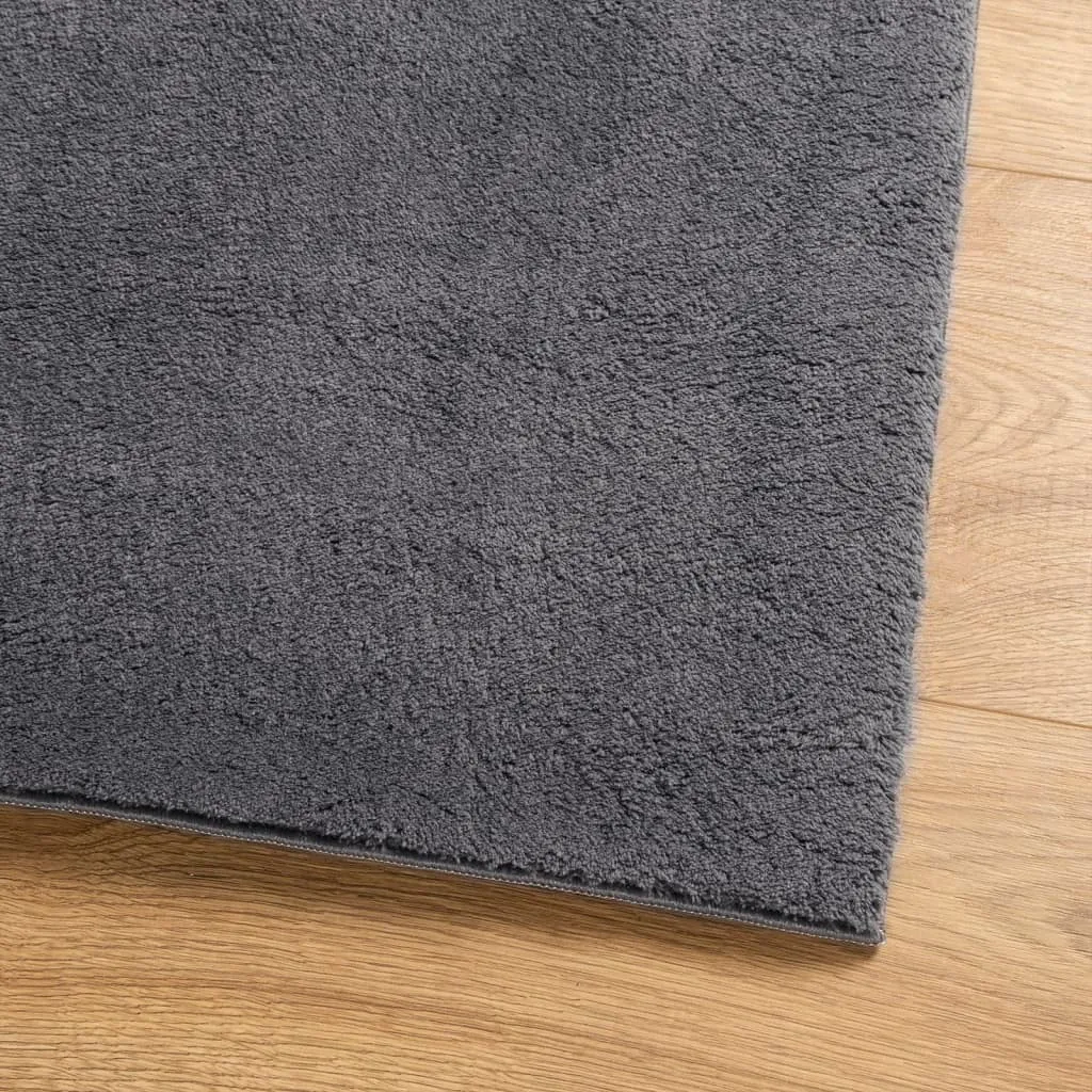 vidaXL HUARTE Short Pile Rug - Soft & Washable Anthracite Rug 80x250 cm | Stylish Modern Fur Look