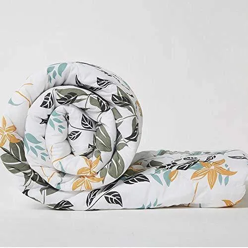 Wakefit Siliconised Microfibre Cotton Printed Reversible Comforter, Double (Leafy, 220GSM)