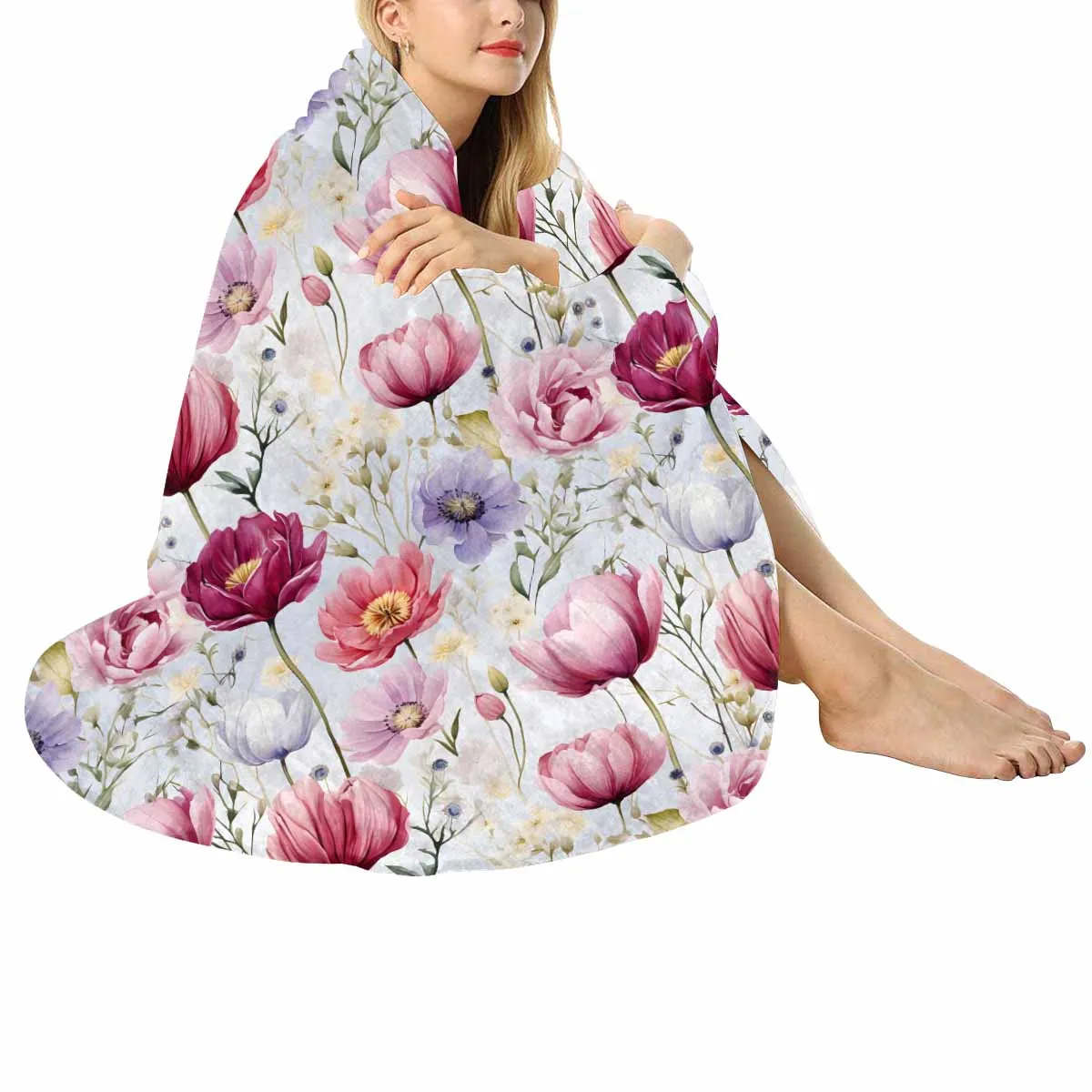 Wildflowers  Circular Micro Fleece Blanket 60"