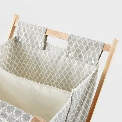 Wooden X-Frame Double Hamper Gray Diamond Print - Brightroom